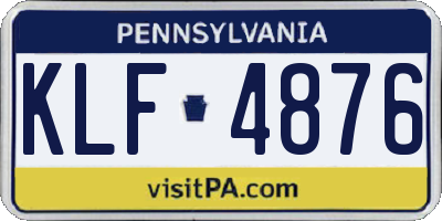 PA license plate KLF4876