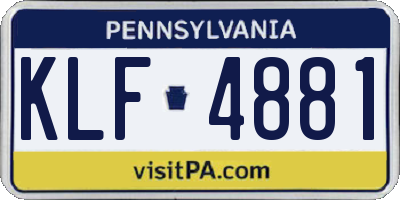 PA license plate KLF4881