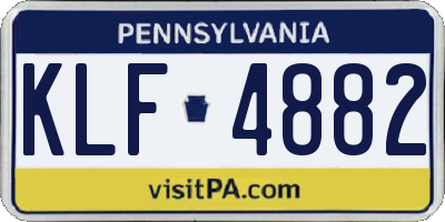 PA license plate KLF4882