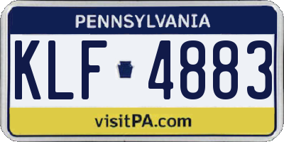 PA license plate KLF4883