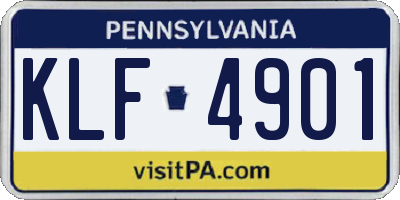PA license plate KLF4901