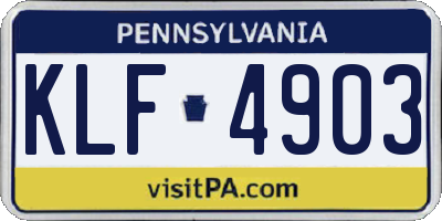 PA license plate KLF4903