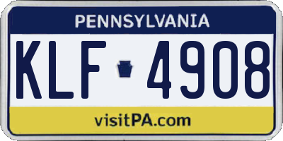 PA license plate KLF4908
