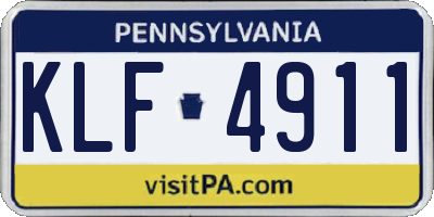 PA license plate KLF4911