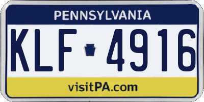 PA license plate KLF4916