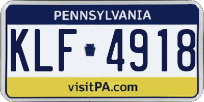 PA license plate KLF4918