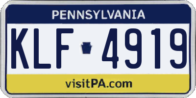 PA license plate KLF4919
