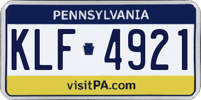PA license plate KLF4921