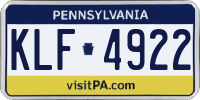 PA license plate KLF4922