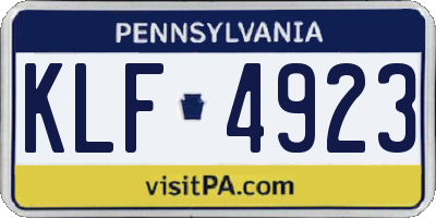 PA license plate KLF4923