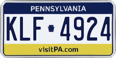 PA license plate KLF4924