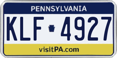 PA license plate KLF4927