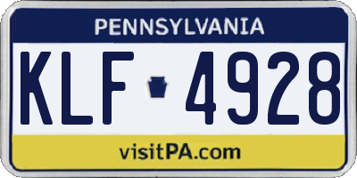 PA license plate KLF4928