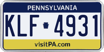 PA license plate KLF4931