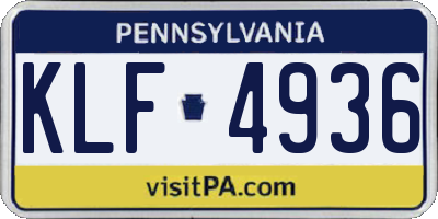 PA license plate KLF4936
