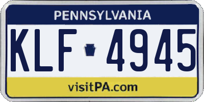 PA license plate KLF4945