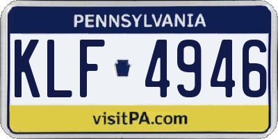 PA license plate KLF4946