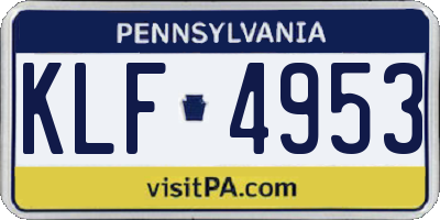 PA license plate KLF4953