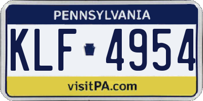 PA license plate KLF4954