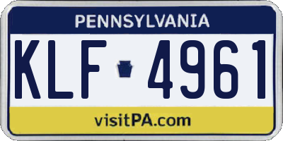 PA license plate KLF4961
