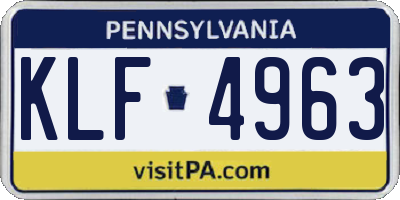 PA license plate KLF4963