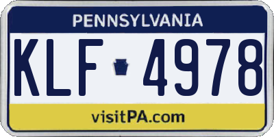 PA license plate KLF4978