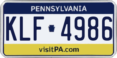 PA license plate KLF4986