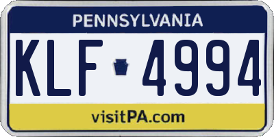 PA license plate KLF4994