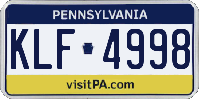 PA license plate KLF4998