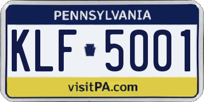 PA license plate KLF5001