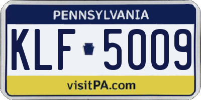 PA license plate KLF5009