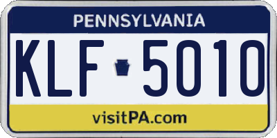 PA license plate KLF5010