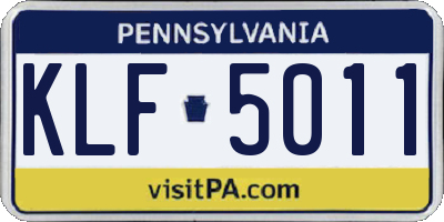 PA license plate KLF5011