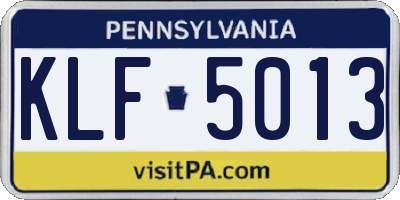 PA license plate KLF5013