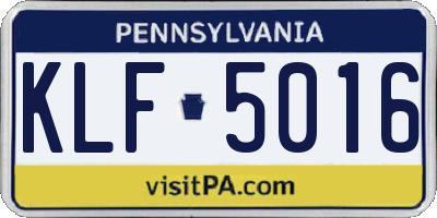 PA license plate KLF5016