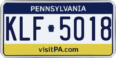 PA license plate KLF5018