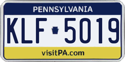 PA license plate KLF5019