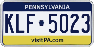 PA license plate KLF5023