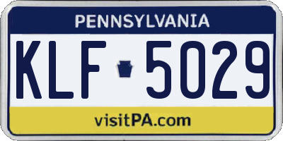 PA license plate KLF5029