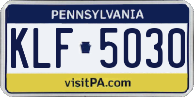PA license plate KLF5030