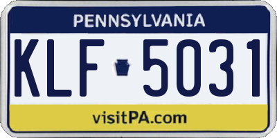 PA license plate KLF5031