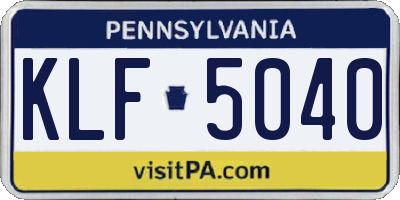 PA license plate KLF5040