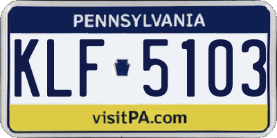 PA license plate KLF5103