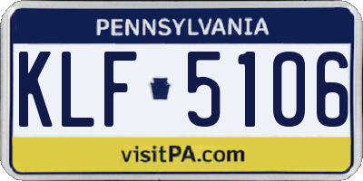 PA license plate KLF5106