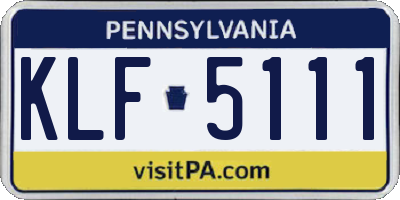 PA license plate KLF5111