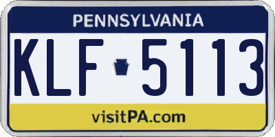 PA license plate KLF5113