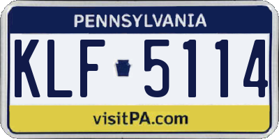 PA license plate KLF5114