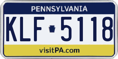 PA license plate KLF5118