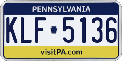 PA license plate KLF5136