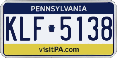 PA license plate KLF5138